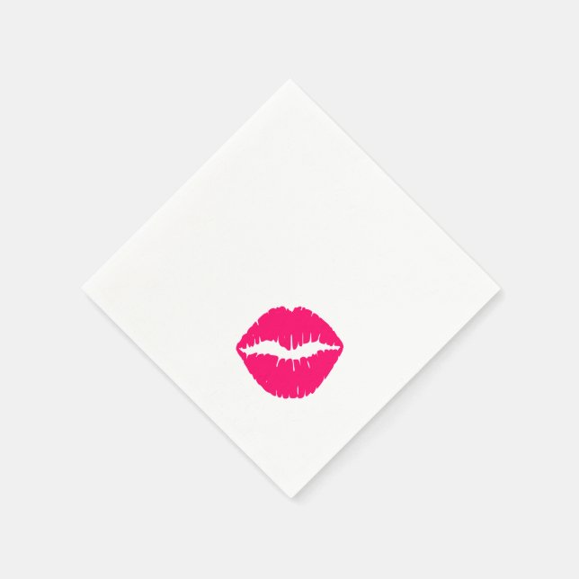 Guardanapo De Papel Manchas de batom rosa quente enrugado (Canto)