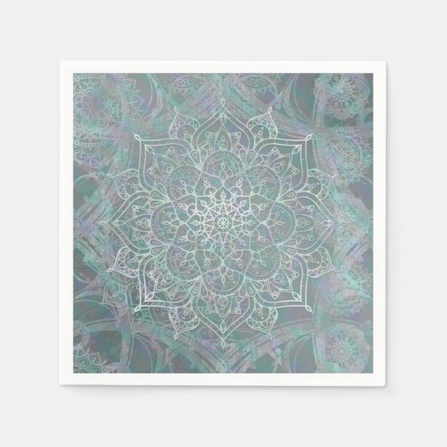 Guardanapo De Papel Mandala Boho Chic Iridescente (Frente)