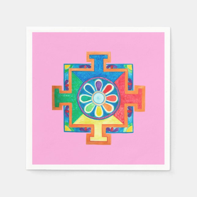 Guardanapo De Papel Mandala de Criação de Aquarela (Frente)