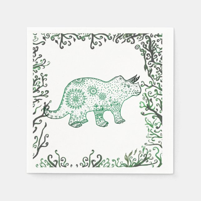 Guardanapo De Papel Mandala Dinosaur Paper Napkins (Frente)