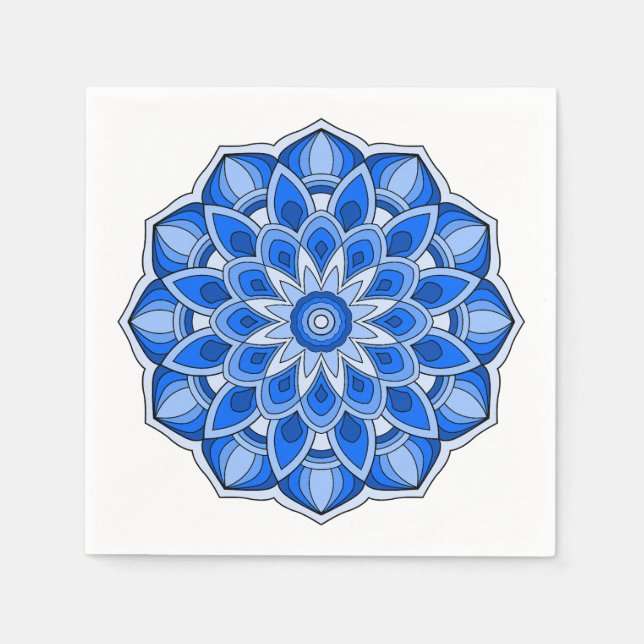 Guardanapo De Papel Mandala em azul (Frente)