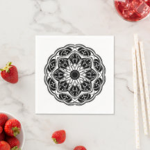 Mandala floral preto e branco