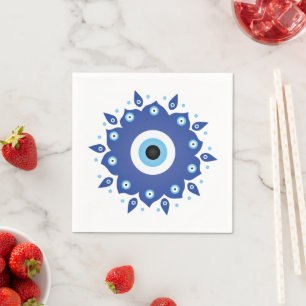 Guardanapo De Papel Mandala Grego Mau Azul Branco