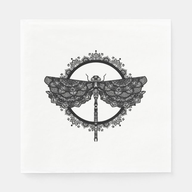 Guardanapo De Papel Mandala no estilo Budismo Nepal com libélula (Frente)
