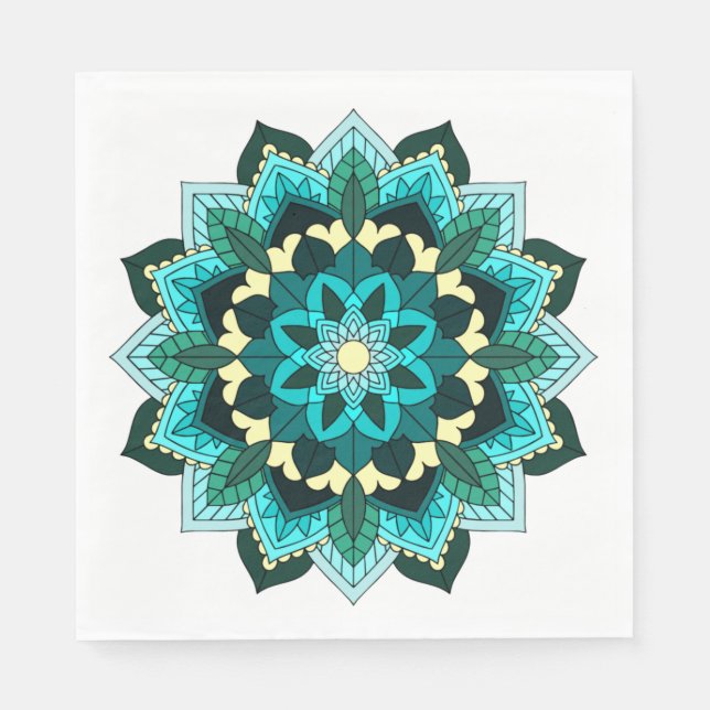 Guardanapo De Papel Mandala Padrão 02 em aqua (Frente)
