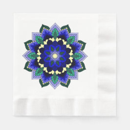 Guardanapo De Papel Mandala Padrão 02 em azul escuro Napkin