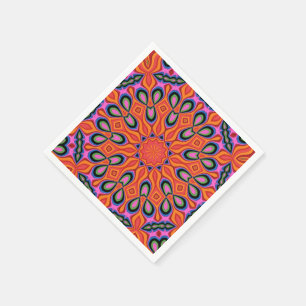 Guardanapo De Papel Mandala Retro Laranja Hipster Decor
