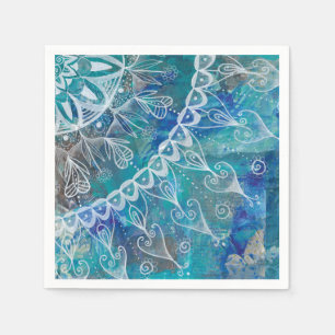 Guardanapo De Papel Mandala türkis e azul