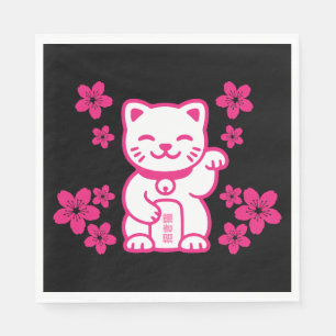 Guardanapo De Papel Maneki-neko japonês rosa