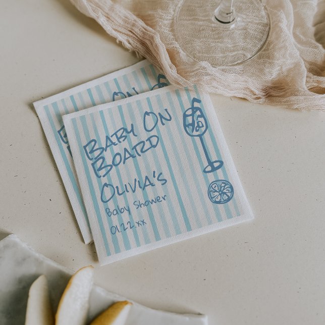 Guardanapo De Papel Manhã De Verão Chorada Azul Bebê Em Chá de fraldas (Criador carregado)