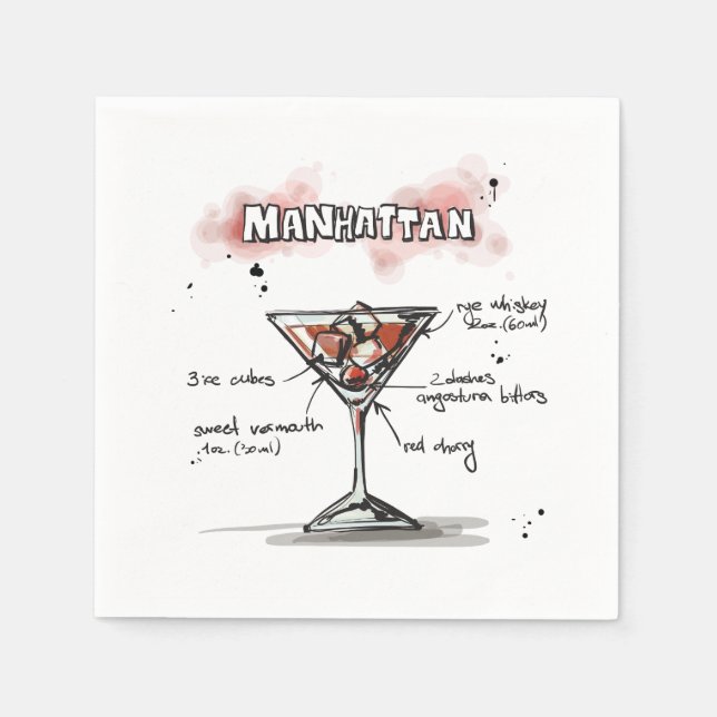 Guardanapo De Papel Manhattan Bebida Cocktail Napkin (Frente)