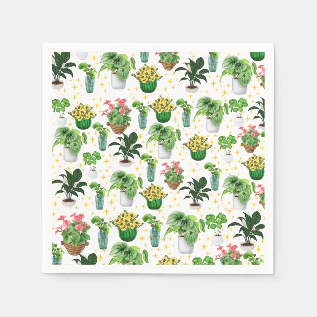 Guardanapo De Papel Mantas de Plantas em Vasos Caprichosas (Frente)