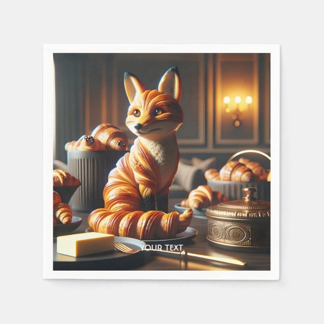 Guardanapo De Papel Manteiga de Raposa Croissant Fofa Fantasia (Frente)