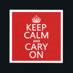 Guardanapo De Papel Manter Calmo e Cary Ativado (qualquer cor)<br><div class="desc">Aqui se lê "Manter Calmo e Cary On", no estilo do clássico "manter calma poster". Faz uma variedade de presentes diferentes e divertidos para aquele Cary especial em sua vida, perfeito para aniversários e presentes de natal com esse toque pessoal. Também é popular para despedida de solteiro, e noites de...</div>