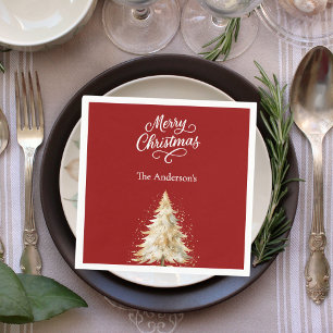 Guardanapo De Papel Manuscrito branco vermelho para neve Natal