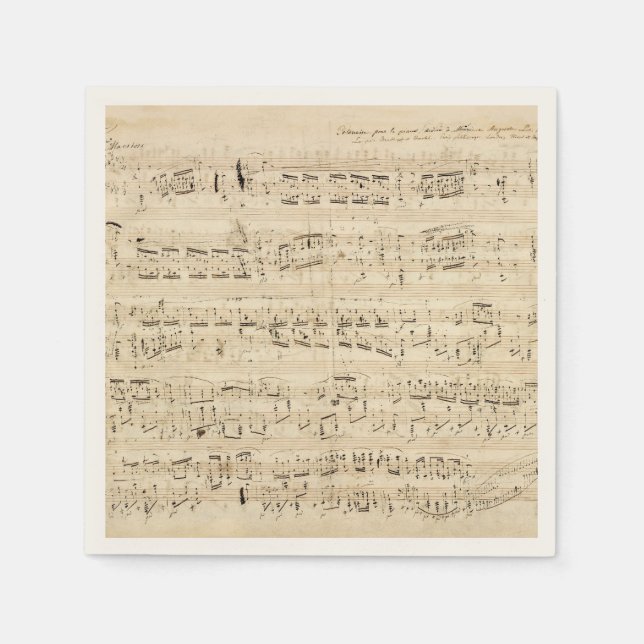 Guardanapo De Papel Manuscrito de Choque Musical em Folha Antiga (Frente)