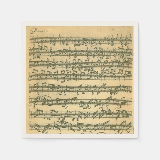 Guardanapo De Papel Manuscrito De Música Violina Bach Chaconne (Frente)