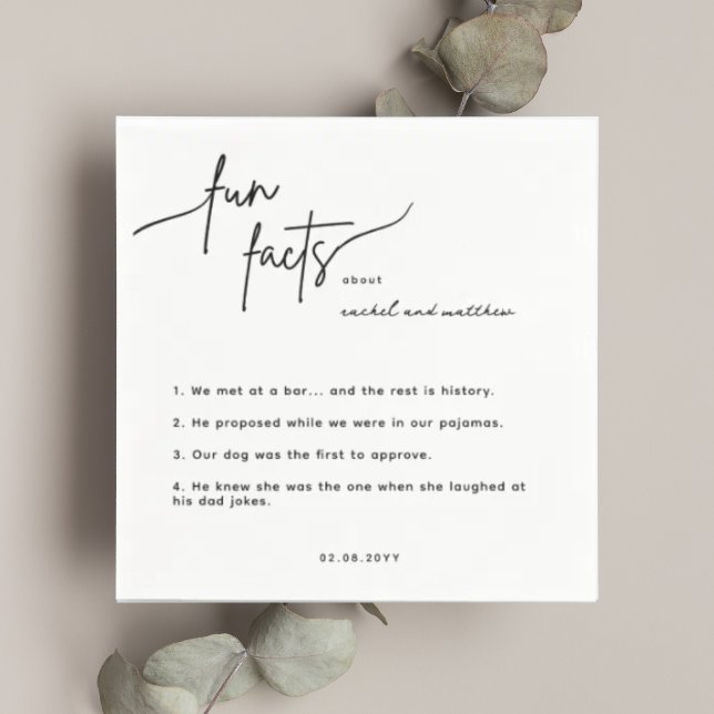 Guardanapo De Papel Manuscrito Fatos Divertidos Casamento Napkins (Criador carregado)