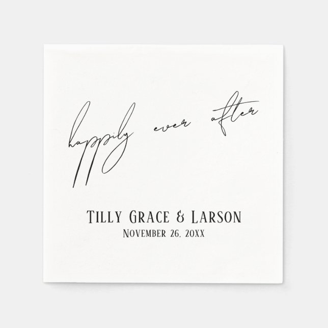 Guardanapo De Papel Manuscrito Moderno Simples Feliz Depois (Frente)