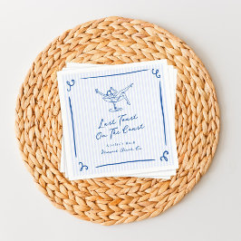 Guardanapo De Papel Mão Branca Desenhada Azul Última Brinde na Costa