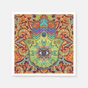 Guardanapo De Papel Mão colorida de Hamsa - mão de Fatima