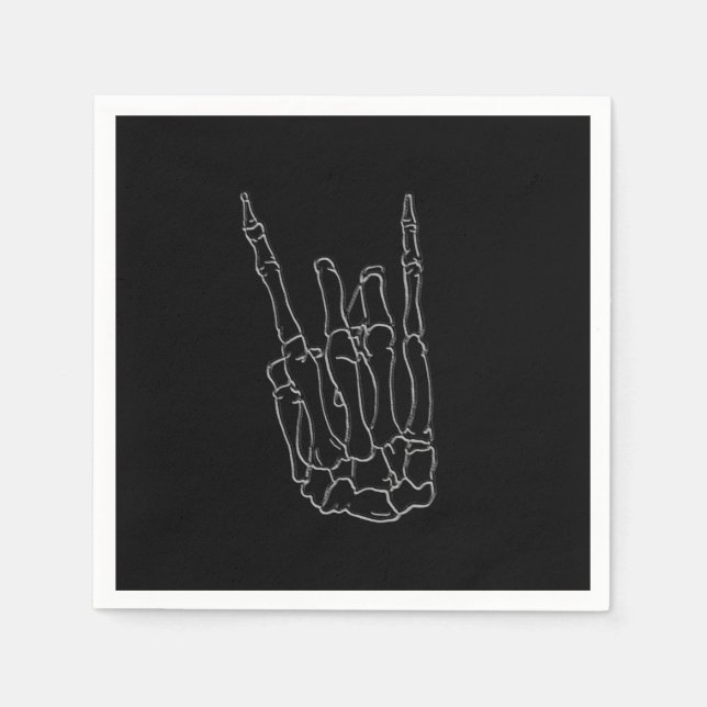 Guardanapo De Papel Mão de Esqueleto Estrela do Rock Festa de Aniversá (Frente)