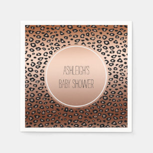Guardanapo De Papel Mão de Impressão Leopardo de Bronze Dourado