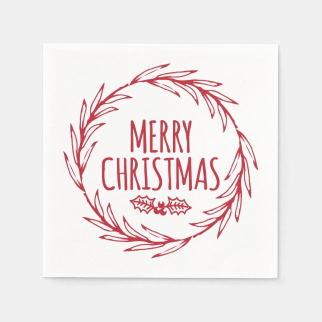 Guardanapo De Papel Mão Desenhada Feliz Feriado de Natal Napkins (Frente)