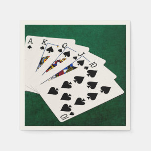 Guardanapo De Papel Mãos de pôquer - Royal Flush - Traje de espadas