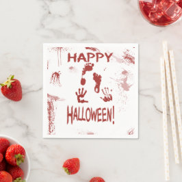 Guardanapo De Papel Mãos e Pés Manchados de Sangue Feliz Halloween