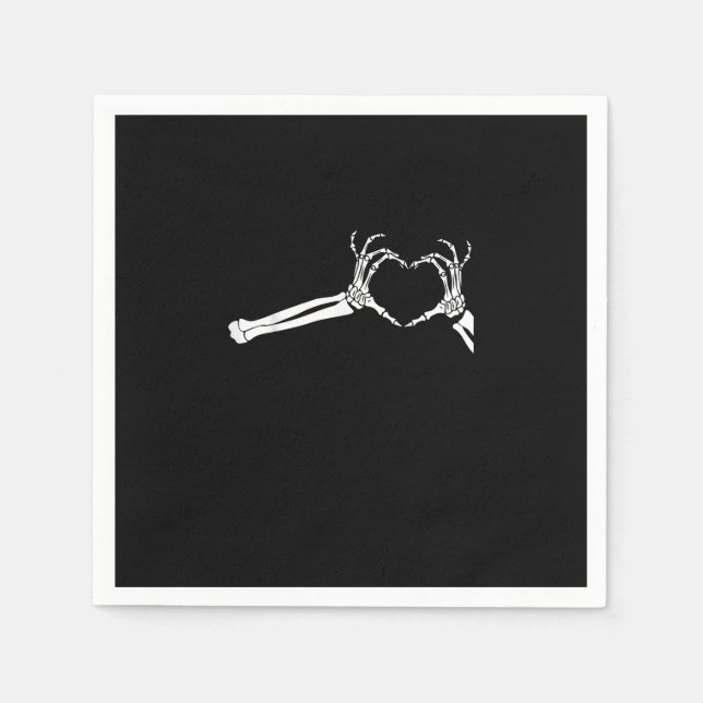 Guardanapo De Papel Mãos Engraçadas Do Coração. Halloween Costume Skel (Frente)