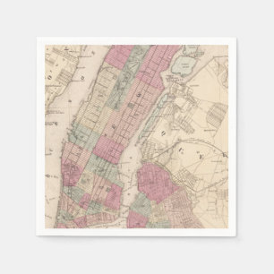 Guardanapo De Papel Mapa 1868 de New York e de Brooklyn