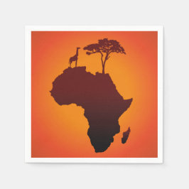 Guardanapo De Papel Mapa africano Safari - Papel Napkin