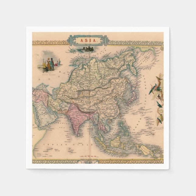 Guardanapo De Papel Mapa antigo antigo inspirado (11) (Frente)