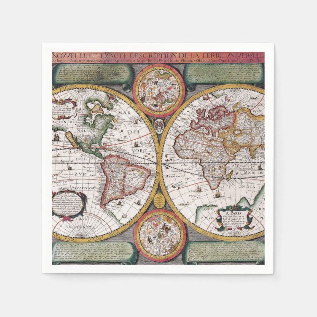 Guardanapo De Papel Mapa antigo antigo inspirado (12) (Frente)