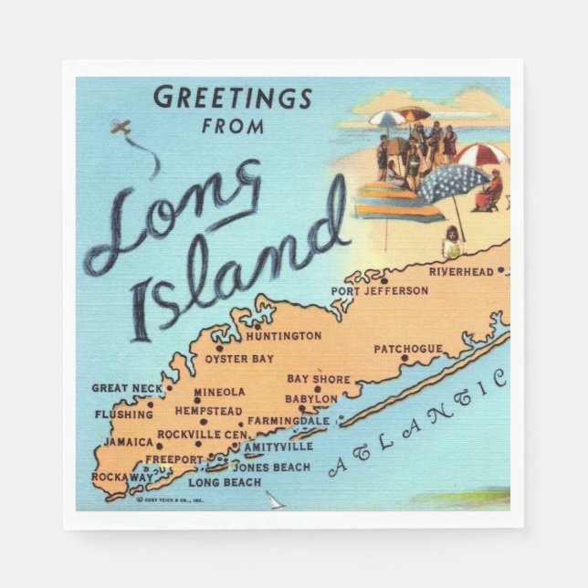 Guardanapo De Papel Mapa Antigo da Ilha Longa (Frente)