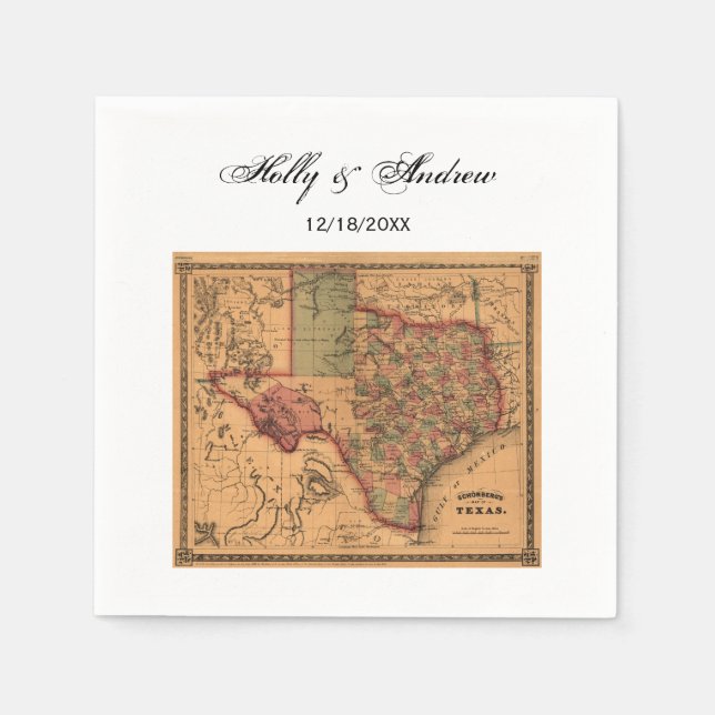 Guardanapo De Papel * Mapa Antigo do Texas #1 (Frente)