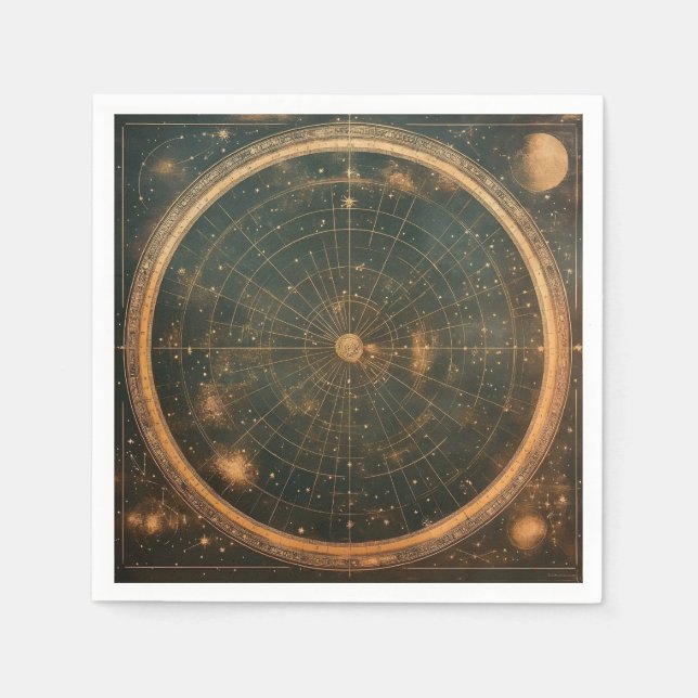 Guardanapo De Papel Mapa Celestial das Estrelas do ouro (2) (Frente)