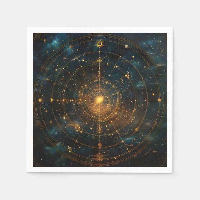 Guardanapo De Papel Mapa Celestial das Estrelas do ouro (3) (Frente)