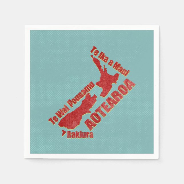 Guardanapo De Papel Mapa da Nova Zelândia Aotearoa (Frente)