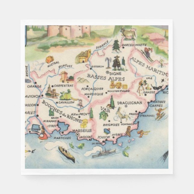 Guardanapo De Papel Mapa da Provença França (Frente)