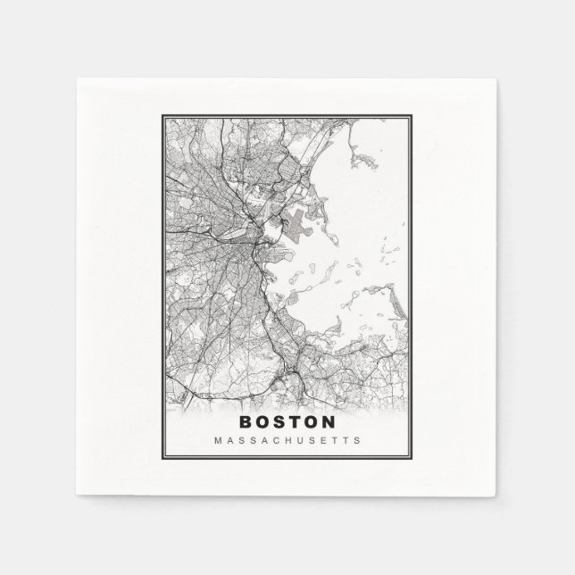 Guardanapo De Papel Mapa de Boston (Frente)