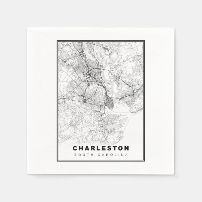 Guardanapo De Papel Mapa de Charleston (Frente)