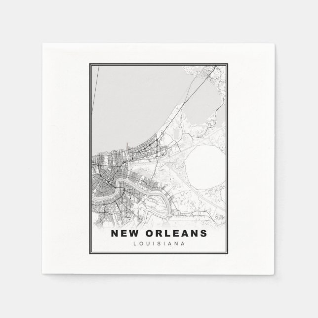 Guardanapo De Papel Mapa de Nova Orleans (Frente)
