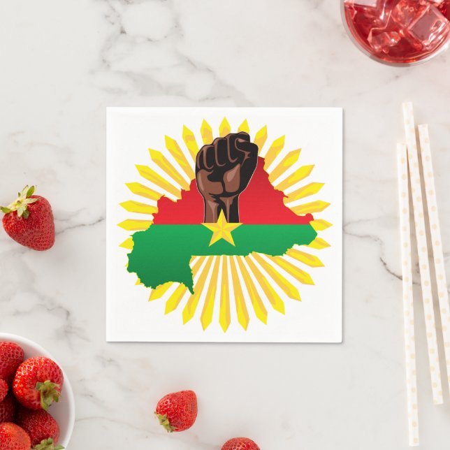 Guardanapo De Papel Mapa do Burkina Faso, Bandeira e Resistência à Rev (Insitu)
