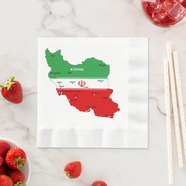 Guardanapo De Papel Mapa do Irã com Bandeira e Emblema (Insitu)