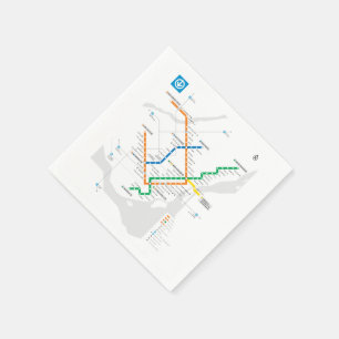 Guardanapo De Papel Mapa do Metrô de Montreal STM leve branco HD