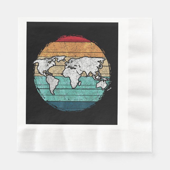 Guardanapo De Papel Mapa do Mundo Retroativo (Frente)