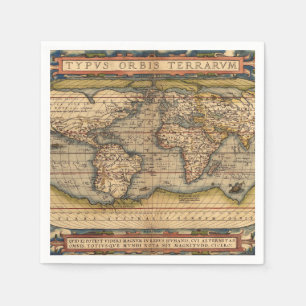Guardanapo De Papel Mapa do Mundo Vintage de Abraham Ortelius 1564
