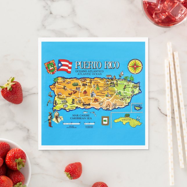 Guardanapo De Papel Mapa do País Porto Rico (Insitu)